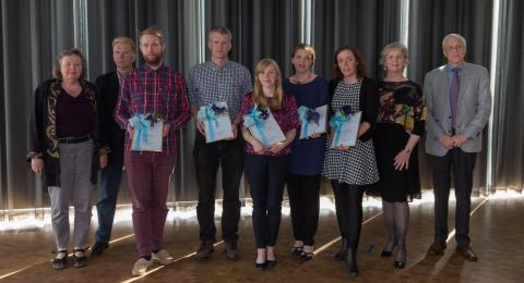 Styrkhafr Eggertssjóðs ásamt stjórn sjóðsins en í henni sitja þau Bryndís Brandsdóttir, vísindamaður við Jarðvísindastofnun HÍ, Guðmundur Hrafn Guðmundsson, prófessor við Líf- og umhverfisvísindadeild HÍ og Ásmundur Jakobsson verkfræðingur.