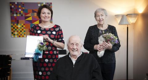 Styrkhafinn Eyrún María Rúnarsdóttir ásamt stofnendum sjóðsins þeim Margaret og Bent Scheving Thorsteinsson.