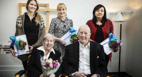 Margaret og Bent Scheving Thorsteinsson með styrkhöfum. 
