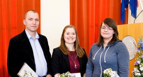 Styrkhafarnir Jón Karl Helgason prófessor, Sólrún Skúladóttir BA-nemi í japönsku og Jóna Björk Jónsdóttir, BA-nemi í japönsku.