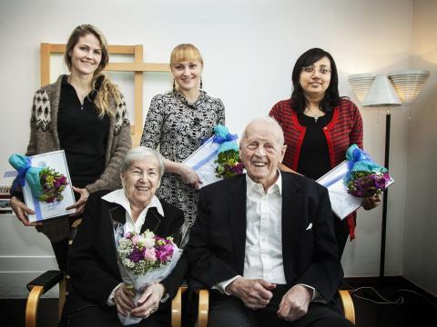 Margaret og Bent Scheving Thorsteinsson með styrkhöfum. 