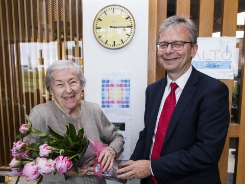 Margaret Scheving Thorsteinsson, stofnandi sjóðsins ásamt Jóni Atla Benediktssyni.