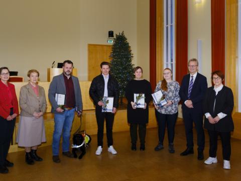 Styrkþegar ásamt stjórn sjóðsins og rektor Háskóla Íslands.