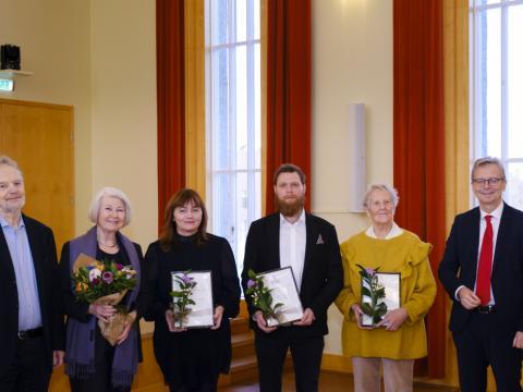 Styrkhafar og fulltrúar þeirra ásamt rektor og stofnendnum sjóðsins.