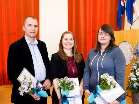 Styrkhafarnir Jón Karl Helgason prófessor, Sólrún Skúladóttir BA-nemi í japönsku og Jóna Björk Jónsdóttir, BA-nemi í japönsku.