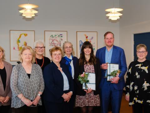 Styrkþegar og fulltrúar þeirra ásamt hluta leiðbeinenda, rektor Háskóla Íslands og stjórn sjóðsins. MYND/Kristinn Ingvarsson