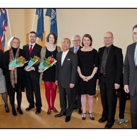 Frá fyrstu úthlutun úr Watanabe-styrktarsjóðnum 7. apríl 2011 í Hátíðasal Háskóla Íslands.