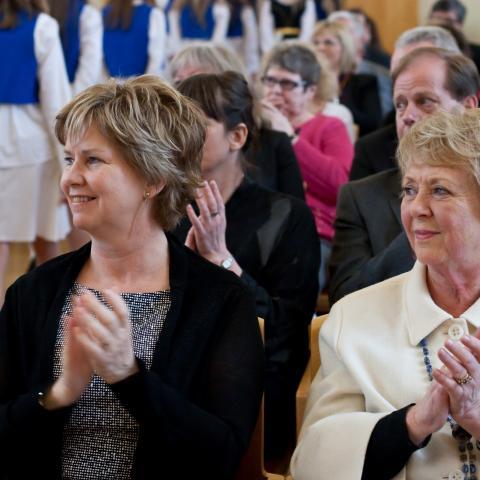 Kristín Ingólfsdóttir, rektor og frú Vigdís Finnbogadóttir, heiðursdoktor og fyrrverandi forseti Íslands