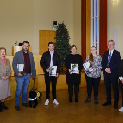 Styrkþegar ásamt stjórn sjóðsins og rektor Háskóla Íslands.