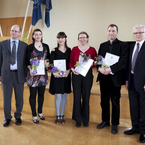 Frá úthlutun úr Watanabe-styrktarsjóðnum 16. apríl 2012 í Hátíðasað Háskóla Íslands.