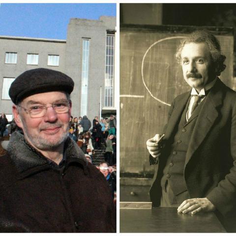Þorsteinn Vilhjálmsson, prófessor emeritus í eðlisfræði og vísindasögu, hlaut styrk úr Almanakssjóði til að vinna að útgáfu bókar sem hefur að geyma greina Alberts Einstein á íslensku. Bókin kemur út næsta haust. Myndin af Einstein sé tekin af Ferdinand Schmutzer [Public domain] og fengin af Wikimedia Commons.